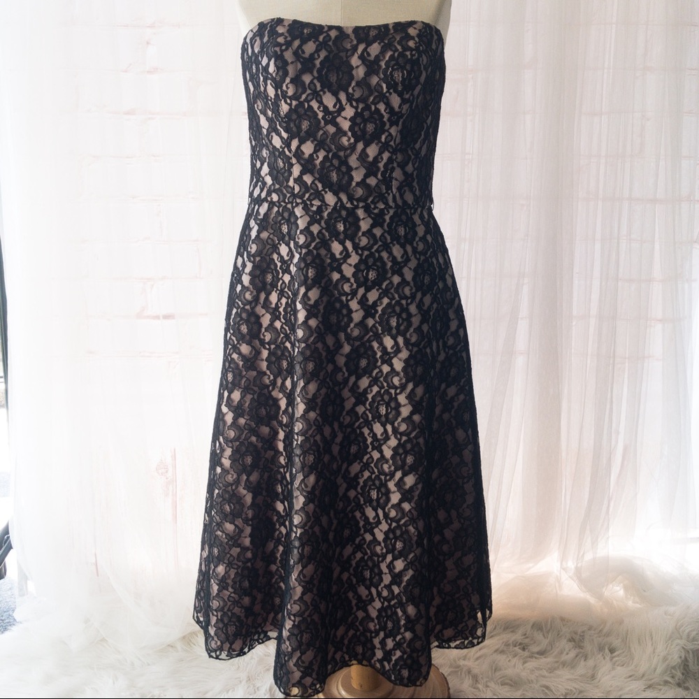 MORI LEE by Madeline Gardner Pink Black Lace Grad/Prom Dress Size Women's 11/12